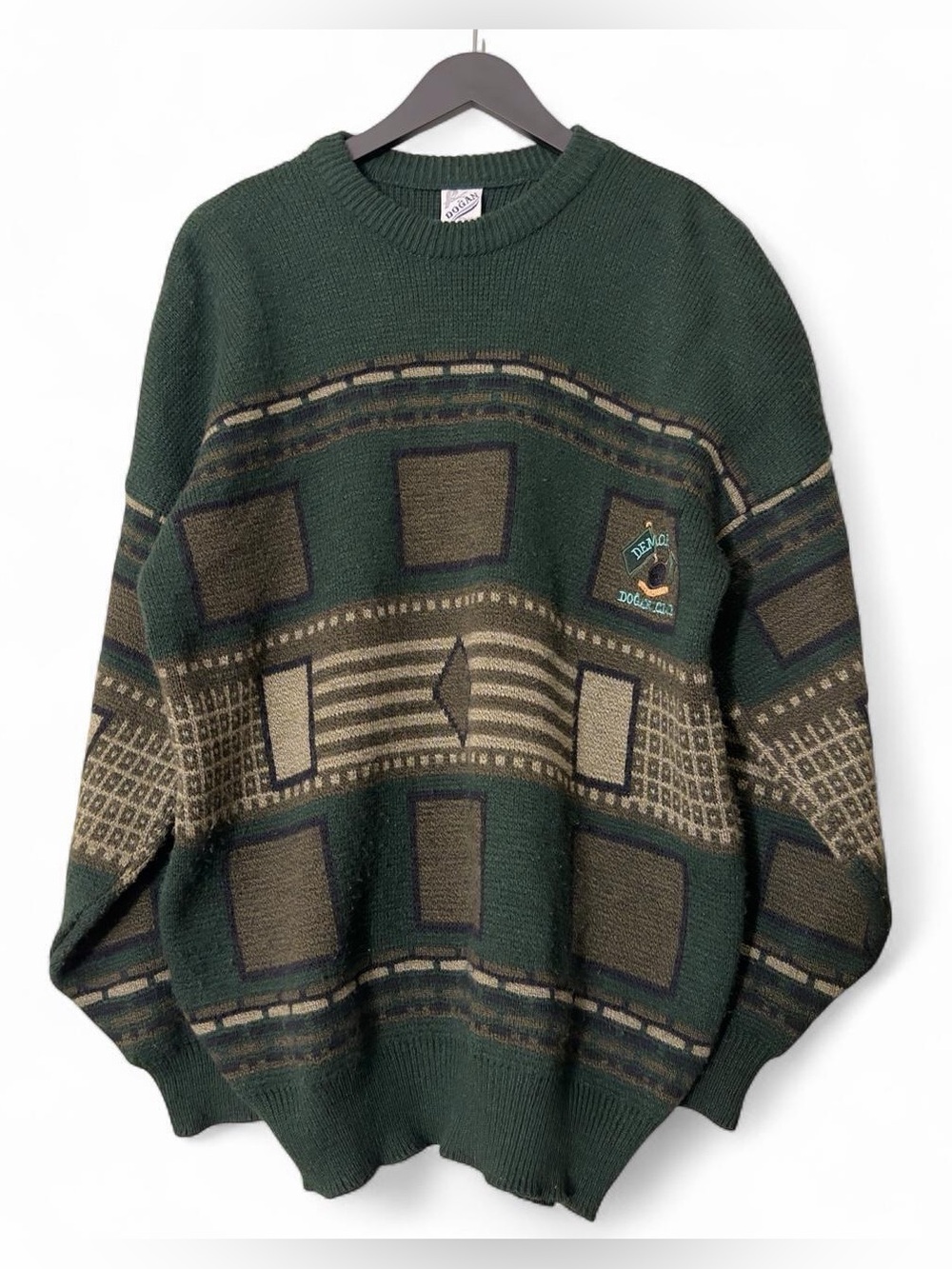 Vintage 90s Patterned Knit Sweater Italian Large